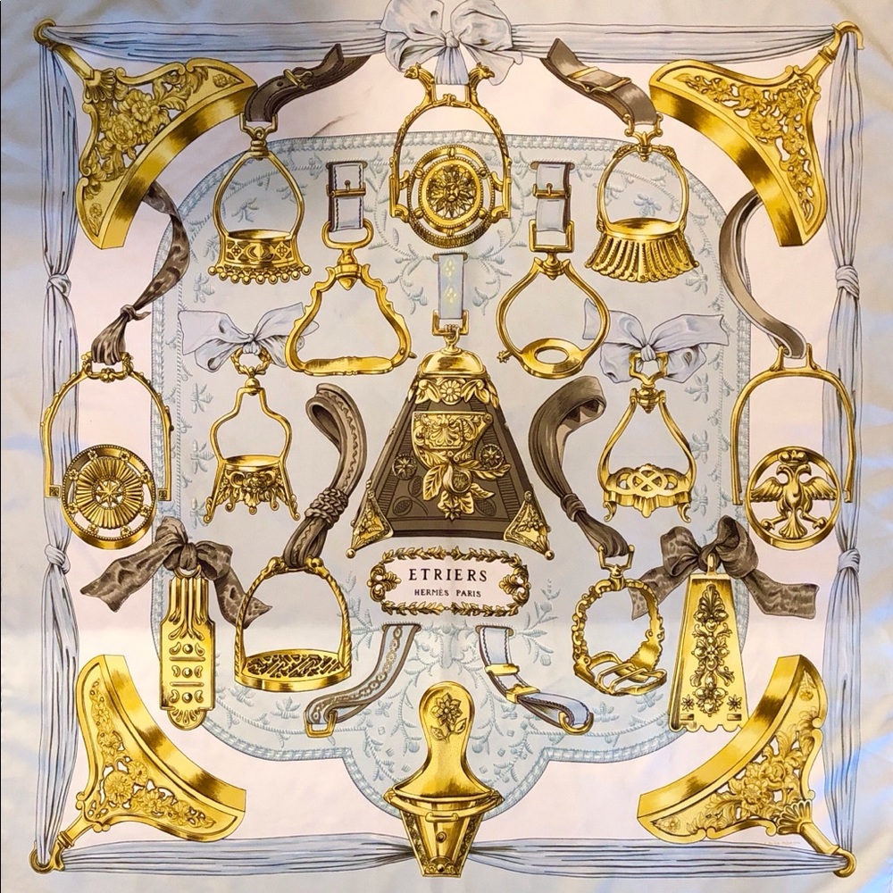 Hermes Etriers vintage silk jacquard scarf / wrap